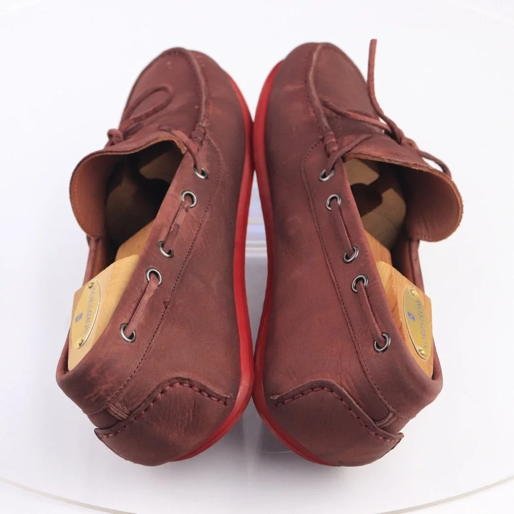 M Gemi Mens The Barca Boat Shoes Size 41.5 8.5 Burgundy Leather Moccasin Loafers